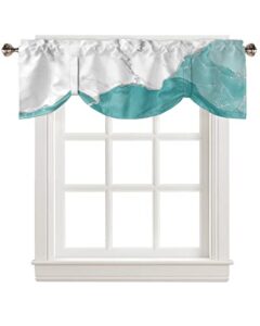 funnywall88 tie up curtain valance for living room,wild marble pattern gold teal white ombre valance for kitchen window valance adjustable tie-up valance 12 inch rod pocket 1 panel