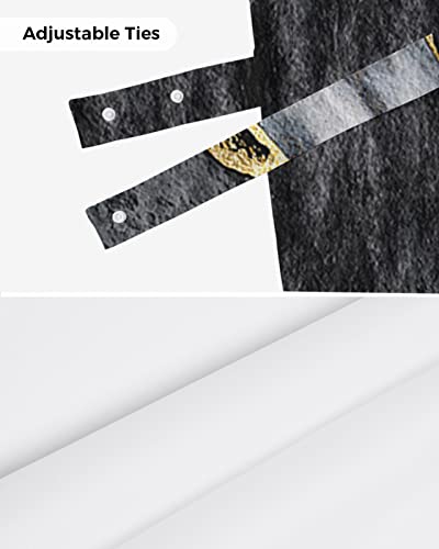 Tie Up Kitchen Curtain Valance Black White Marble with Gold Stripe Adjustable Window Shade Valances Rod Pocket Small Windows Treatment Panel for Bathroom Bedroom,42"x12",Abstract Stone Agate Texture