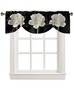 meet 1998 tie up valance 12 inches long abstract white gold flower adjustable top shade valance for kitchen window treatments rod pocket short valances for living room kids room 42x12 1 panel