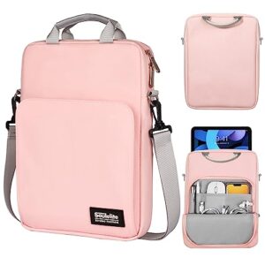 soulelite 11.6-13.3in tablet sleeve bag laptop bag for 2019-2023 ipad, ipad air,ipad pro,galaxy s8 a7 - waterproof oxford fabric, adjustable straps, multiple compartments - pink