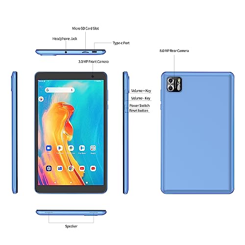 NEWISION 8 Inch Tablet,Android 13 Tablet 8GB(4+4Expand) RAM 64GB ROM,1TB Expand Computer Tablet PC 1280x800 HD IPS Screen 5000mAh Battery,Dual Camera, WiFi,Type C,Tableta (Blue)