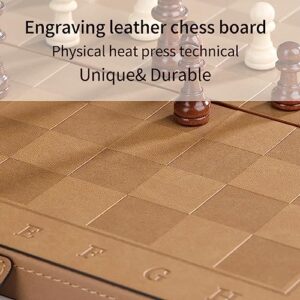 Chess Set for Adults & Kids - suwam 12 Inch Leather Travel Chess Board Pieces Unique Design Chess by Chess Armory Game Gift Choice (12inch)