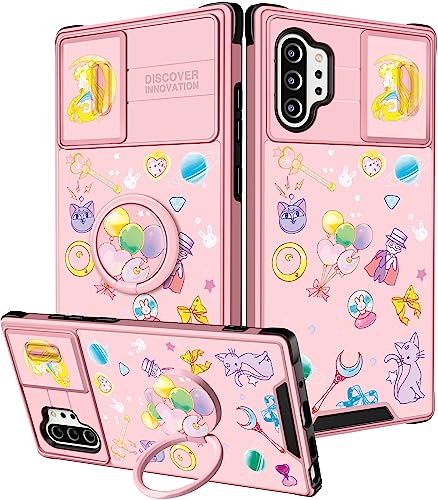 oqpa for Samsung Galaxy Note 10 Plus Phone Case Cute Cartoon Case for Galaxy Note 10 Plus for Women Girly Kawaii Funny Cover with Camera Cover+Ring Holder for Note 10+ Plus, Moon Cat