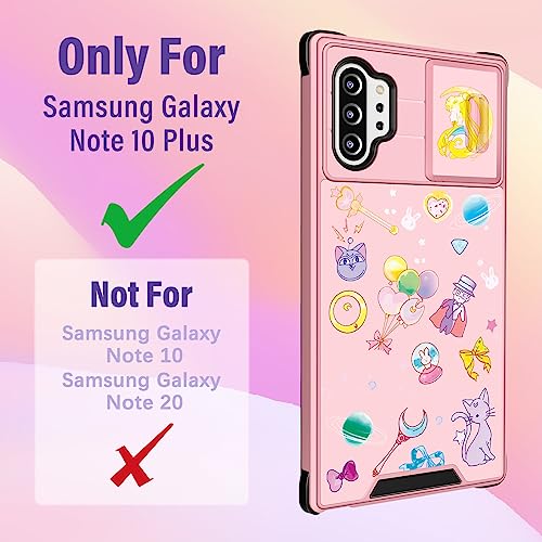 oqpa for Samsung Galaxy Note 10 Plus Phone Case Cute Cartoon Case for Galaxy Note 10 Plus for Women Girly Kawaii Funny Cover with Camera Cover+Ring Holder for Note 10+ Plus, Moon Cat
