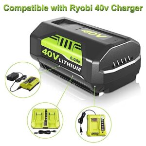 Upgraded 6.0Ah OP4060A Replacement for Ryobi 40V Battery Lithium Compatible with Ryobi 40 Volt Battery OP4015 OP4040 OP4026A OP40201 OP4050A OP4015 OP40261 OP4030 OP40401 OP4060 Cordless Power Tools