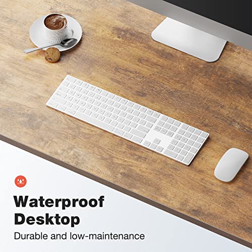 Computer Desk - 40 Inch Office Desk, Writing Desk with Storage and Hooks, Wood Writing Desk for Bedroom, Work Desk for Home Office, PC Table Desk, Rustic Brown