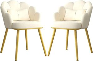 sjialen dining chairs set of 2,modern with metal chair legs bedroom marriage room balcony sofa chair dressing table makeup chair kitchen chair (color : white, size : 77 * 50 * 40cm)