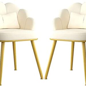 SJIALEN Dining Chairs Set of 2,Modern with Metal Chair Legs Bedroom Marriage Room Balcony Sofa Chair Dressing Table Makeup Chair Kitchen Chair (Color : White, Size : 77 * 50 * 40cm)