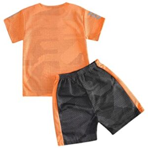 Fldy Boys Soccer Sports Training Uniforms Kids Youth Athletic Football Soccer Jersey Shirt and Shorts Kit Orange 11-12 Years