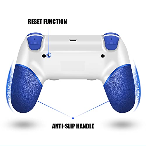 AceGamer Wireless Controller for PS4, Blue White V2 Gamepad Joystick for PS4 with Dual Vibration/6-Axis Motion Sensor/Non-Slip Grip of Both Sides and 3.5mm Audio Jack