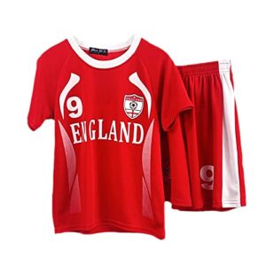 football summer shorts boys new girls top t-shirt vest kit set soccer outfit gift england red 9-10 years