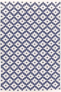 dash and albert samode denim/ivory handwoven indoor/outdoor rug, 8 x 10 feet, blue/ivory geometric pattern