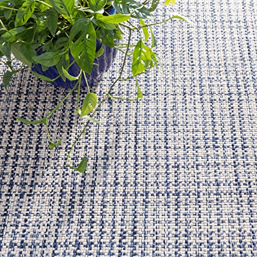 Dash and Albert Journey Blue Handwoven Indoor/Outdoor Rug, 8 X 10 Feet, Blue/Grey Geometric Pattern