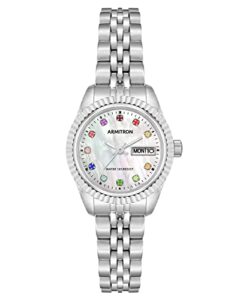 armitron women's day/date crystal accented dial metal bracelet watch, 75/2475