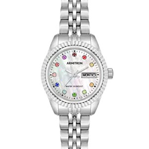 Armitron Women's Day/Date Crystal Accented Dial Metal Bracelet Watch, 75/2475