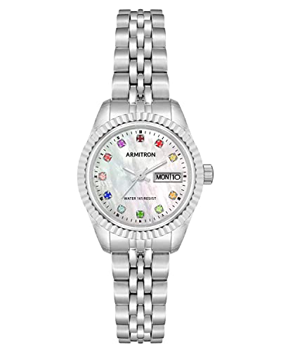 Armitron Women's Day/Date Crystal Accented Dial Metal Bracelet Watch, 75/2475