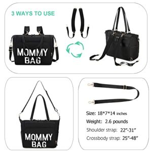 LORADI Convertible Diaper Bag Tote, Water-Resistant Diaper Backpack, 14 Pockets Hospital Bag