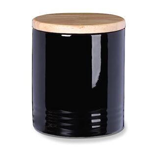 leetoyi ceramic food storage jar with seal lid, serving for ground coffee, tea, sugar, salt and more - 31 oz (black)