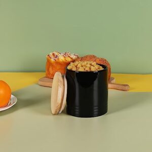 LEETOYI Ceramic Food Storage Jar with Seal Lid, Serving for Ground Coffee, Tea, Sugar, Salt and More - 31 Oz (Black)