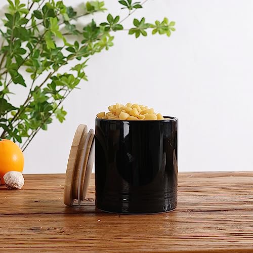 LEETOYI Ceramic Food Storage Jar with Seal Lid, Serving for Ground Coffee, Tea, Sugar, Salt and More - 31 Oz (Black)