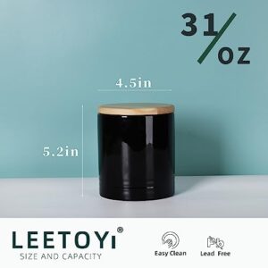 LEETOYI Ceramic Food Storage Jar with Seal Lid, Serving for Ground Coffee, Tea, Sugar, Salt and More - 31 Oz (Black)