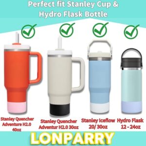 LONPARRY 2-Pack Silicone Boot for Stanley 40 30 oz Quencher Adventure Tumbler, Bottom Boot for Stanley IceFlow 30 20 oz, Stanley Cup Protector Sleeve Cover Boots for Stanley Accessories Black