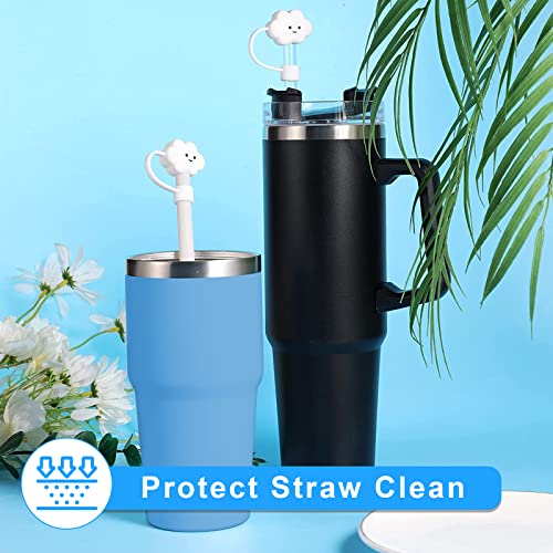 Aurdeayi Straw Cover Compatible with Stanley 30&40 Oz Tumbler,4Pcs Large Cloud Straw Covers Cap for Stanley Cup Accessories,Food-Grade Silicone Protector Topper for 10mm Straws (4Pc cloud straw cover)