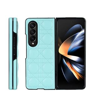 eaxer for samsung galaxy z fold 3 case, luxury shockproof pu leather folding phone protective case cover (light blue)