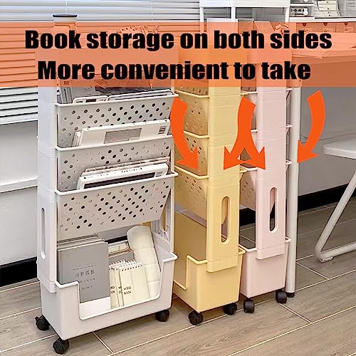 APBATS 5 Tier Removable Movable Bookshelf, Mobile Unique Bookcase ...