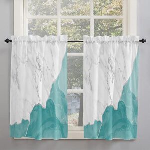 ssevitey room decorative valances with rod pockets marble turquoise gold and white colors window valance curtains ink painting treatment 2 panels drapes for kitchen living room bathroom