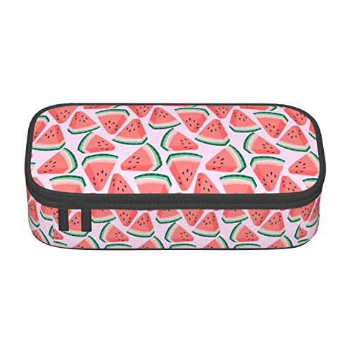 Pink Watermelon Cute Pencil Case Organizer with Compartments for adults Large Capacity Pen Bag Double Zippers Multifunction Makeup Bag