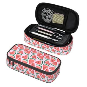 Pink Watermelon Cute Pencil Case Organizer with Compartments for adults Large Capacity Pen Bag Double Zippers Multifunction Makeup Bag