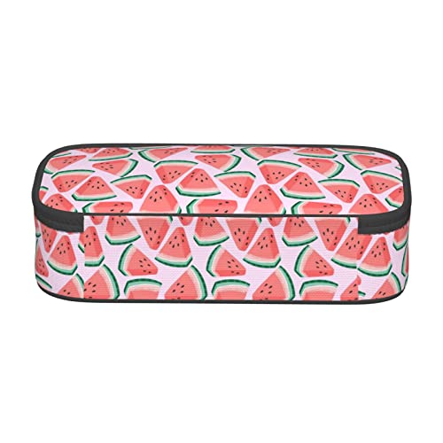 Pink Watermelon Cute Pencil Case Organizer with Compartments for adults Large Capacity Pen Bag Double Zippers Multifunction Makeup Bag