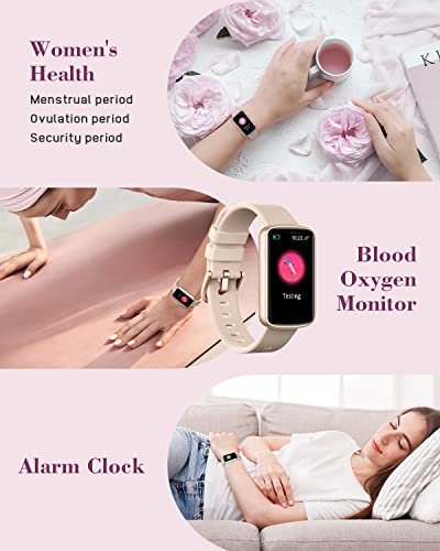 SHANG WING Smart Watches for Women Compatible with iPhone Android Phones, LYNN2 Slim Women's Watch Fitness Tracker Digital Watch with Heart Rate Monitor Pedometer Step/Sleep Tracker Waterproof Pink