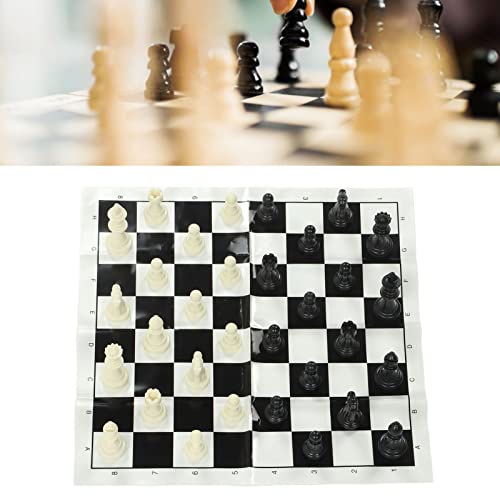 Zerone Portable Chess Set,International Plastic Chess Set with 25CM Plastic Film Chessboard and Storage Bag PS International Chess for Adults Kids (Black and White)