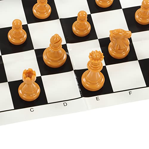 Portable Chess Set,International Plastic Chess Set with 25CM Plastic Film Chessboard and Storage Bag PS International Chess for Adults Kids (Brown)