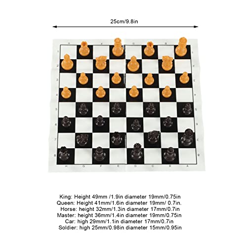 Portable Chess Set,International Plastic Chess Set with 25CM Plastic Film Chessboard and Storage Bag PS International Chess for Adults Kids (Brown)