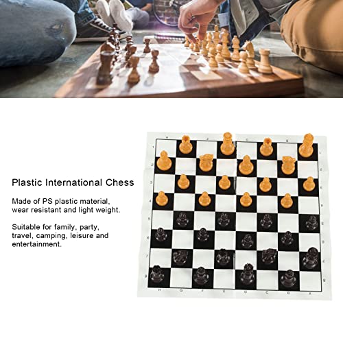 Portable Chess Set,International Plastic Chess Set with 25CM Plastic Film Chessboard and Storage Bag PS International Chess for Adults Kids (Brown)