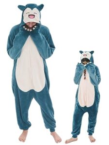 gonaap unisex adult onesie pajamas animal one piece costume cosplay sleepwear (teal, medium)