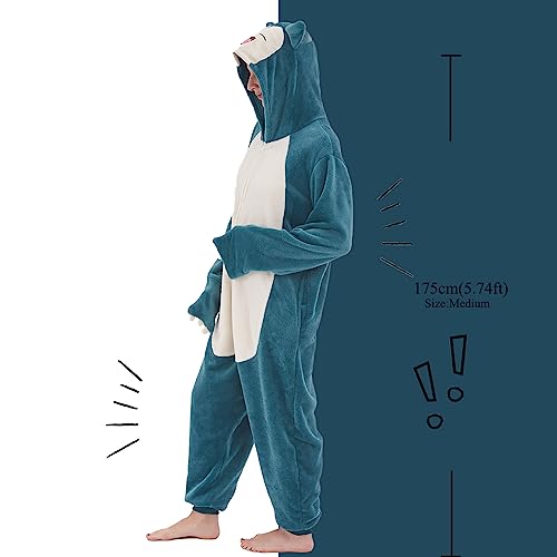 GONAAP Unisex Adult Onesie Pajamas Animal One Piece Costume Cosplay Sleepwear (Teal, Medium)