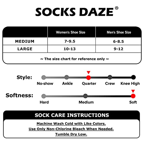 Socks Daze Merino Wool Quarter Running Socks Mens Size 10-13 Ladies Elite Basketball Padded Anti-Blister Bike Trail Wool Hiking Socks Women Plus Size, Large, 4 Pairs Black