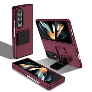 eaxer for samsung galaxy z fold 3 fold 5g case, full coverage shockproof slim fold kickstand phone case cover (wine red)