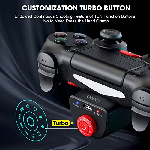 UeeVii PS4 Controller Paddles,PS4 Gamepad Converter Bluetooth Key Extender Wireless 3.0 Micro USB Port, Back Button Attachment/TURBO Burst Function/Customization Mapping Buttons