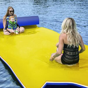 3 layers xpe foam floating mat water mat, 9/12 ft tear-resistant lily pad lilly pad water matt, lily pad floating swim mat for lake, ocean, beach, river (yellow, 9ft x 6ft)