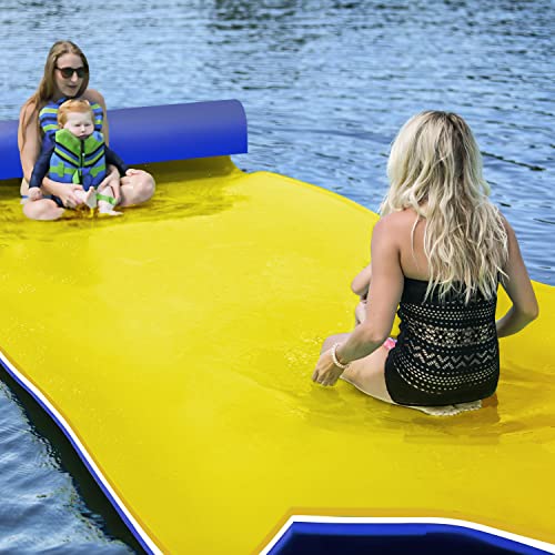 3 Layers XPE Foam Floating Mat Water Mat, 9/12 Ft Tear-Resistant Lily Pad Lilly Pad Water Matt, Lily Pad Floating Swim Mat for Lake, Ocean, Beach, River (Yellow, 9Ft X 6Ft)