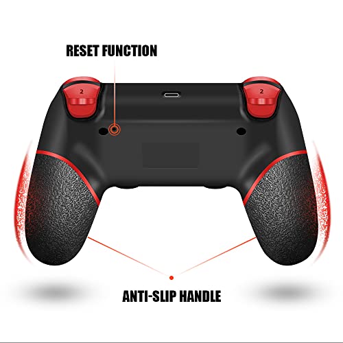 AceGamer Wireless Controller for PS4, Custom Design V2 Gamepad Joystick for PS4 with Non-Slip Grip of Both Sides and 3.5mm Audio Jack! (Black-Red)