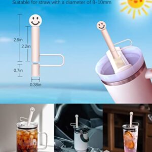 Aiscool 6Pcs Straw Covers Compatible with Stanley 30&40 Oz Tumbler with Handle Rose Quartz, 0.39in/10mm Straw Covers Cap, Soft Reusable Silicone Straw Protectors