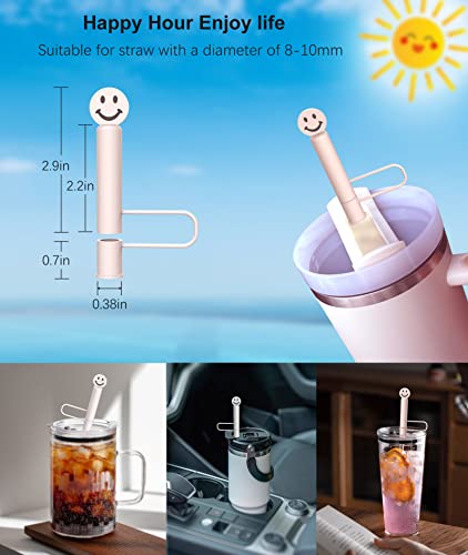 Aiscool 6Pcs Straw Covers Compatible with Stanley 30&40 Oz Tumbler with Handle Rose Quartz, 0.39in/10mm Straw Covers Cap, Soft Reusable Silicone Straw Protectors