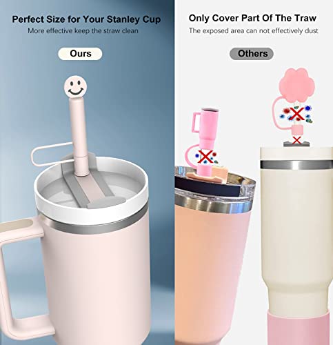 Aiscool 6Pcs Straw Covers Compatible with Stanley 30&40 Oz Tumbler with Handle Rose Quartz, 0.39in/10mm Straw Covers Cap, Soft Reusable Silicone Straw Protectors