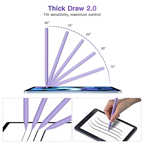 iPad Pencil 2nd Generation with Magnetic Wireless Charging, Apple Pencil 2nd Generation, Smart Pen Compatible with iPad Pro 11 in 1/2/3/4, iPad Pro 12.9 in 3/4/5/6, iPad Air 4/5, iPad Mini 6, Purple